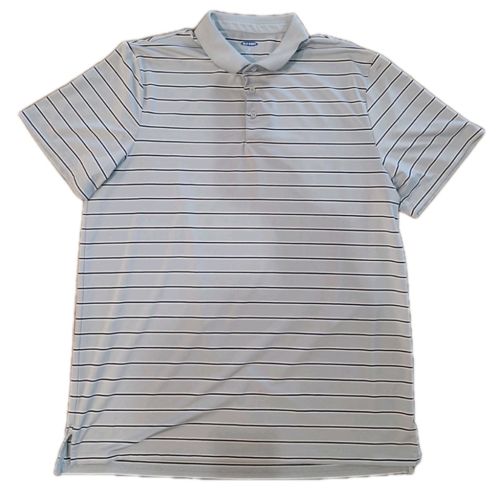 Old Navy Mens Lifestyle Built In Flex Polo Grey Stripe Size XXL Tall Big Tall